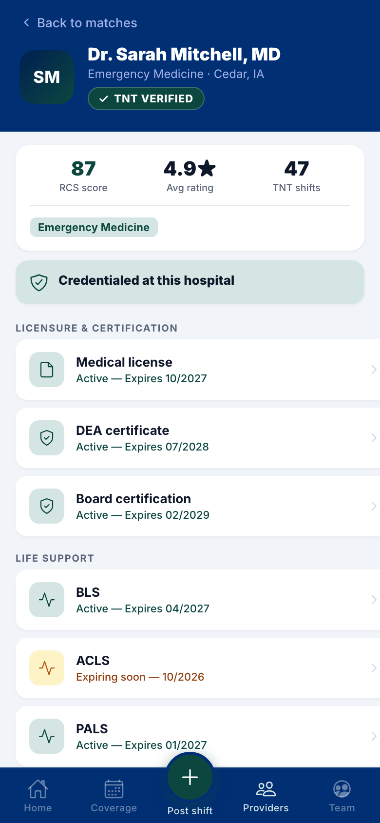 A provider's credential passport